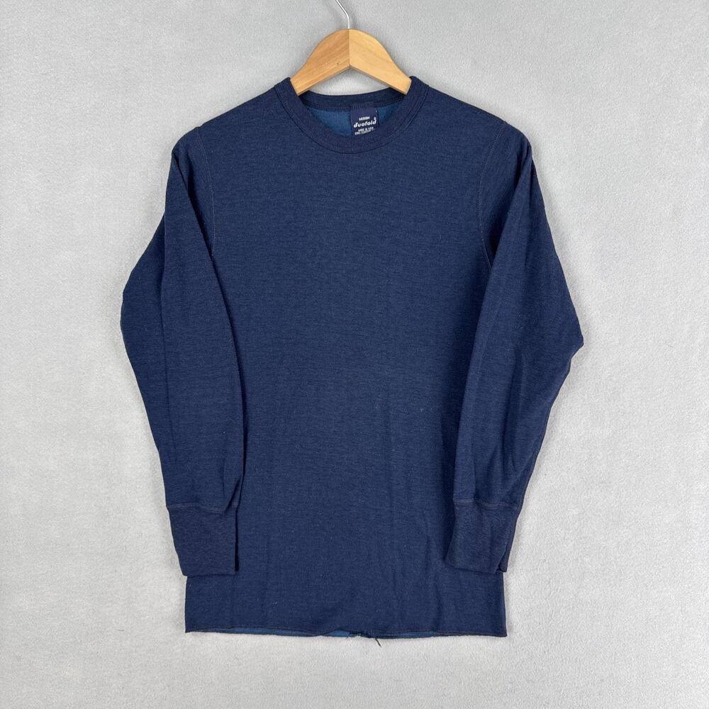 Duofold Thermal Underwear Top Mens Medium Blue Wool Blend Made USA Base Layer